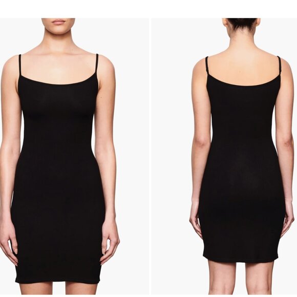 NWOT SKIMS Lounge Mini Slip Dress - Size S - Black - Picture 1 of 6